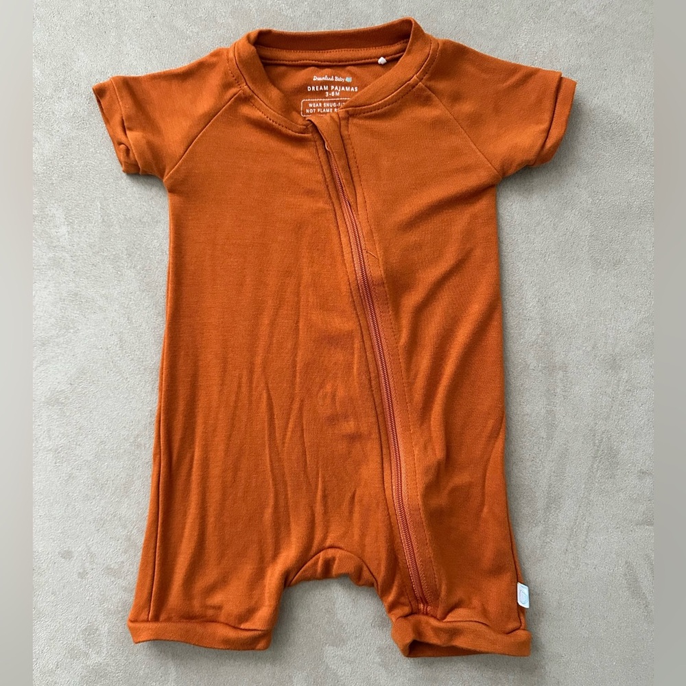 Dreamland Baby Short-Sleeve Bamboo Romper in Rust